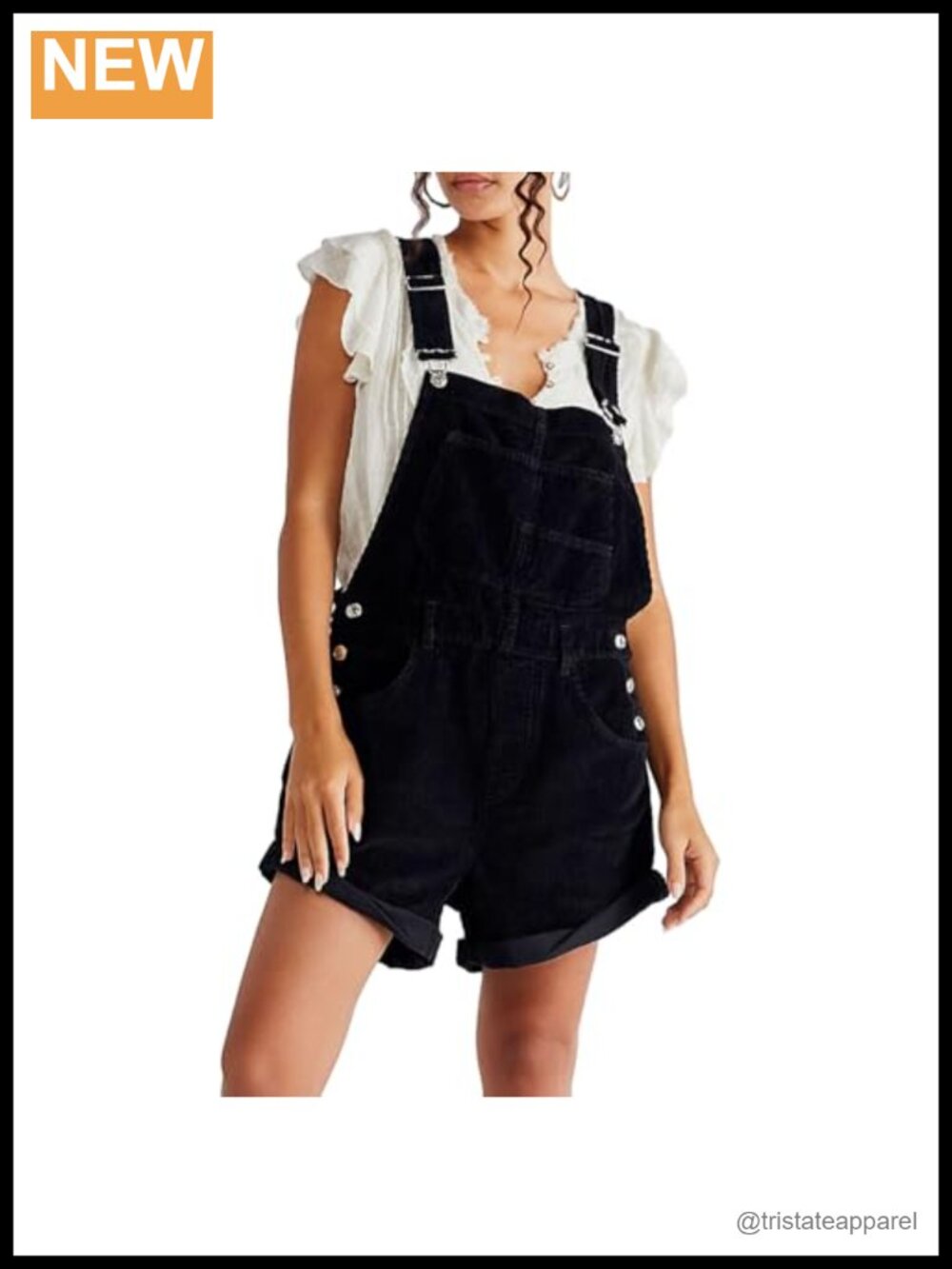 Corduroy Overalls for Women Shorts Jumpsuit Loose Fit Adjustable Rompers